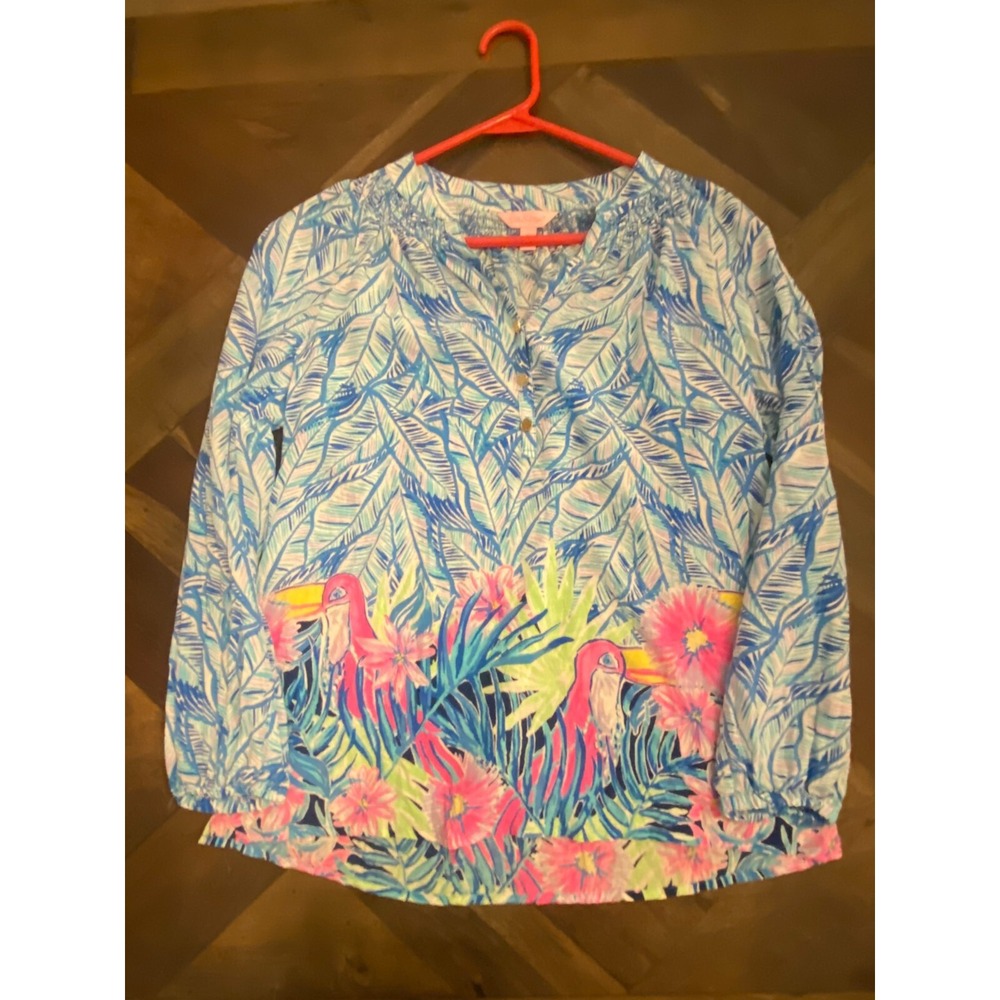 Women's‎ Lilly Pulitzer Silk Shirt Top Long Sleeve Size XS